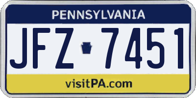 PA license plate JFZ7451