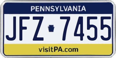 PA license plate JFZ7455