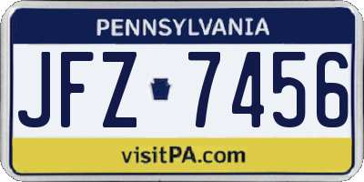 PA license plate JFZ7456