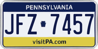 PA license plate JFZ7457