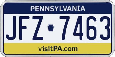 PA license plate JFZ7463