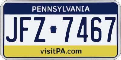 PA license plate JFZ7467