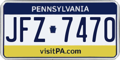 PA license plate JFZ7470