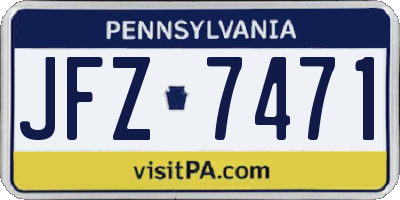PA license plate JFZ7471
