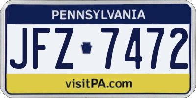 PA license plate JFZ7472