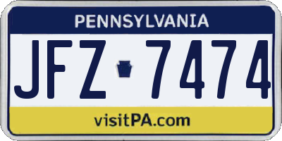 PA license plate JFZ7474