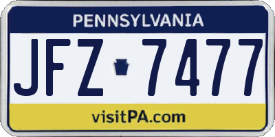 PA license plate JFZ7477