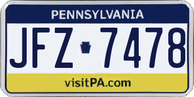 PA license plate JFZ7478