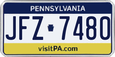 PA license plate JFZ7480