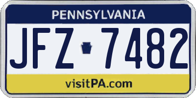 PA license plate JFZ7482