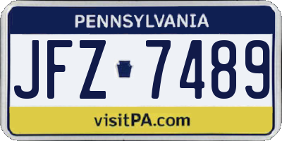 PA license plate JFZ7489