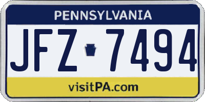 PA license plate JFZ7494
