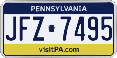 PA license plate JFZ7495