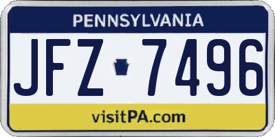 PA license plate JFZ7496
