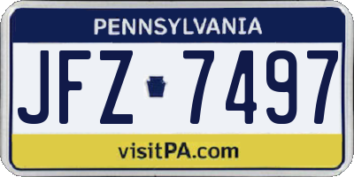 PA license plate JFZ7497