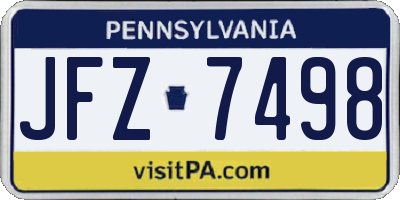 PA license plate JFZ7498