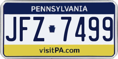 PA license plate JFZ7499