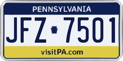 PA license plate JFZ7501