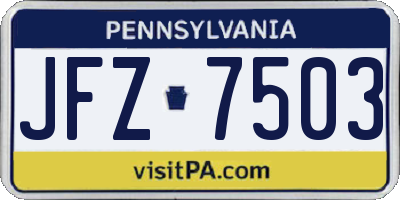 PA license plate JFZ7503