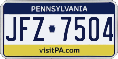 PA license plate JFZ7504