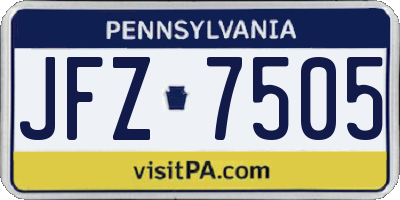 PA license plate JFZ7505