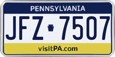 PA license plate JFZ7507