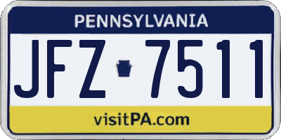 PA license plate JFZ7511