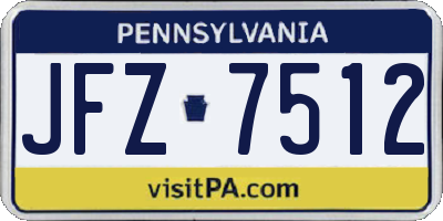 PA license plate JFZ7512