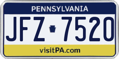 PA license plate JFZ7520