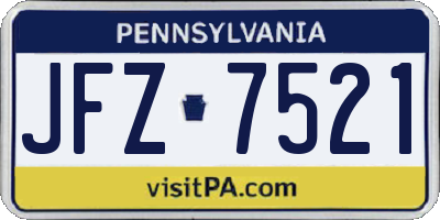 PA license plate JFZ7521