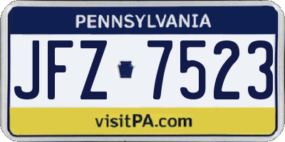 PA license plate JFZ7523