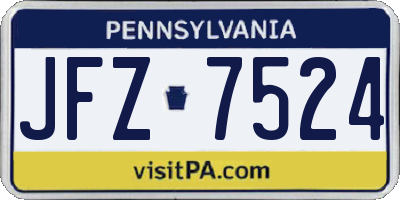 PA license plate JFZ7524