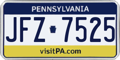 PA license plate JFZ7525