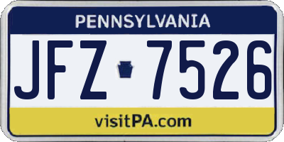 PA license plate JFZ7526