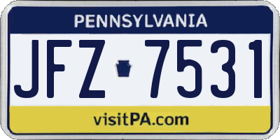 PA license plate JFZ7531