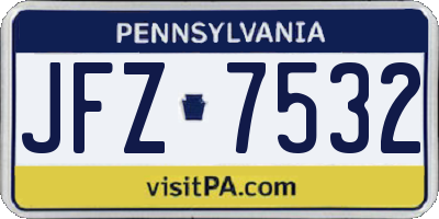 PA license plate JFZ7532
