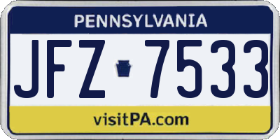 PA license plate JFZ7533
