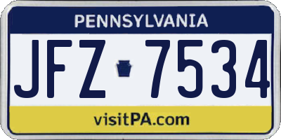 PA license plate JFZ7534