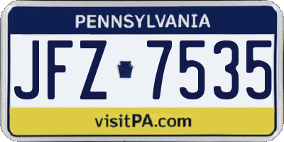 PA license plate JFZ7535
