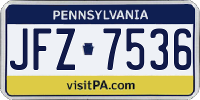 PA license plate JFZ7536