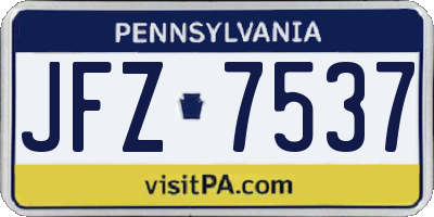 PA license plate JFZ7537