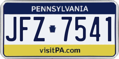 PA license plate JFZ7541