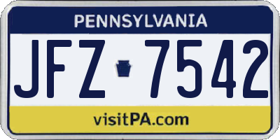 PA license plate JFZ7542