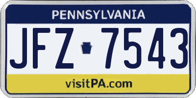 PA license plate JFZ7543