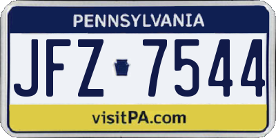 PA license plate JFZ7544
