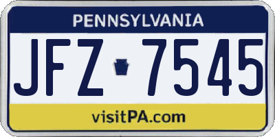 PA license plate JFZ7545