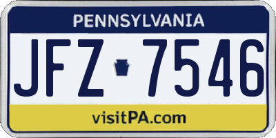 PA license plate JFZ7546