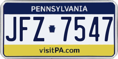 PA license plate JFZ7547