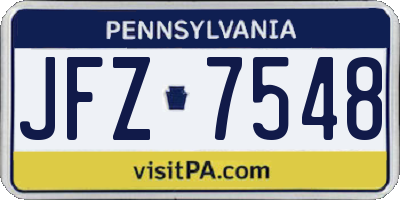 PA license plate JFZ7548