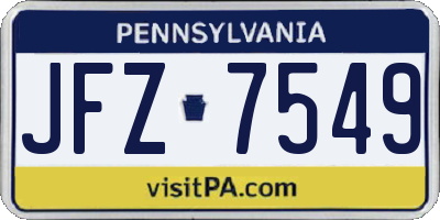 PA license plate JFZ7549